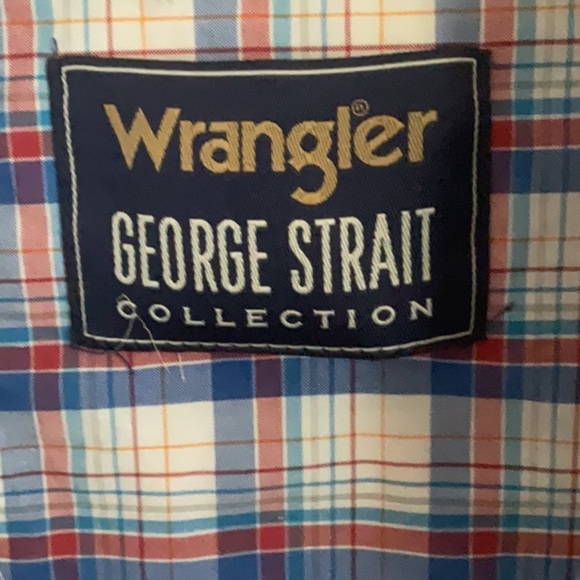 Wrangler Blue and White Plaid Casual Shirt George straight - Picture 2 of 5